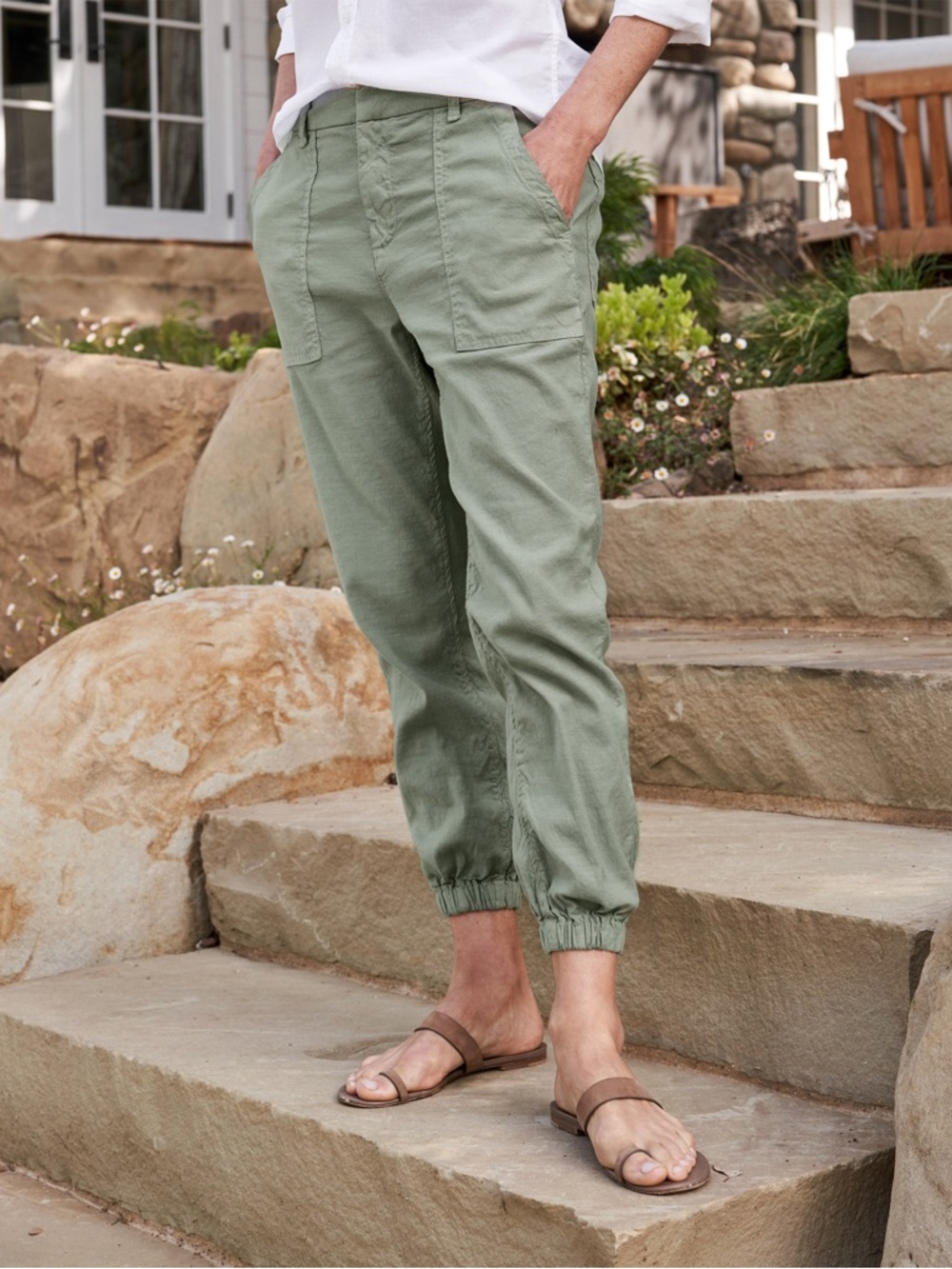 Frank & Eileen Jameson utility jogger pants sage green sz 8